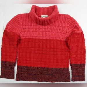 A Giannetti 2 Ply Cashmere Sweater Womens Large Red Pink Color Block Sparkle